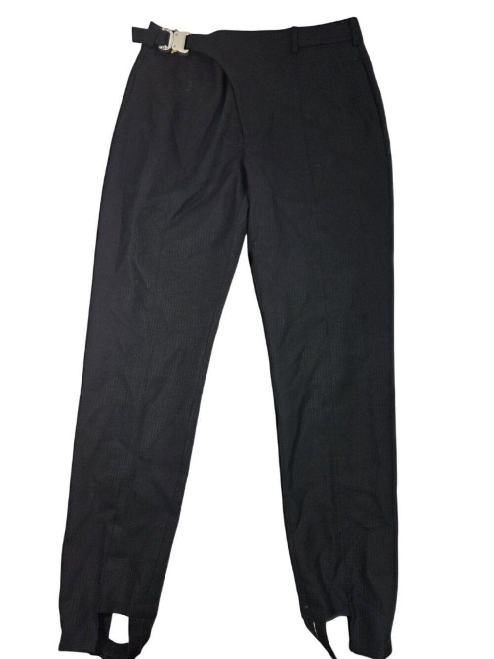 1017 Alyx 9sm s20-alyx-aam striped buckle asymmetrical black stirrup wool pants